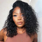 QVR Water Wave Glueless 13x4/4x4 Lace Frontal Short Bob Wigs Natural Black Blend Perfectly Wig