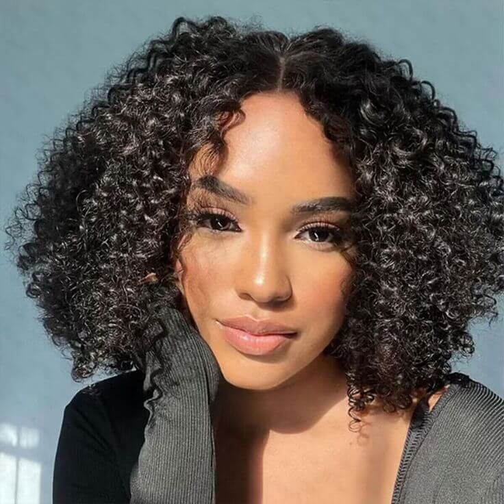 QVR Kinky Curly Short Bob Wigs 13x4 Lace Virgin Human Hair Wigs