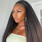 QVR Glueless 13x4/4x4/5x5 Lace Closure Wig Yaki Kinky Straight Wear and Go Human Hair Wigs