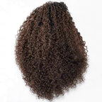 QVR Glueless Dark Brown Twist Curly Half Wig with Black Roots 250% Density Human Hair Wig #T1B/4 Wear Go Flip Over Wig