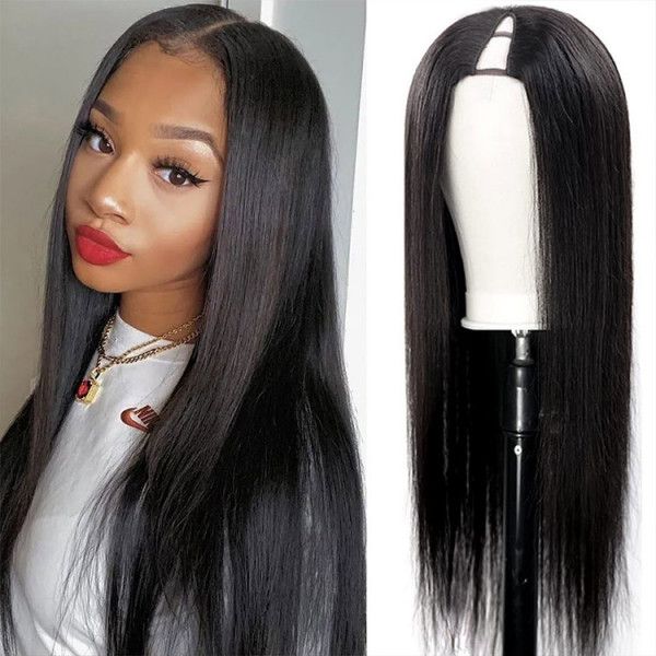 QVR Straight V Part Wig Virgin Remy Human Hair Soft Silky Straight Wigs Human Hair Wig