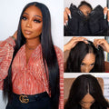 QVR Straight V Part Wig Virgin Remy Human Hair Soft Silky Straight Wigs Human Hair Wig