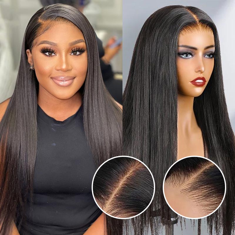 QVR 7x5 Glueless Lace Straight Wig With Pre Plucked Hairline 180% Density