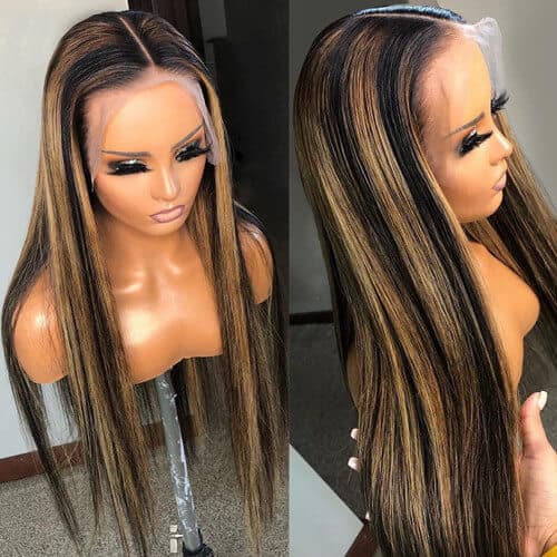QVR Real Glueless Pre-cut 13x4/4x6 Lace Closure Wigs Balayage Highlights Colored Wig Body Wave/Straight Human Hair Wigs