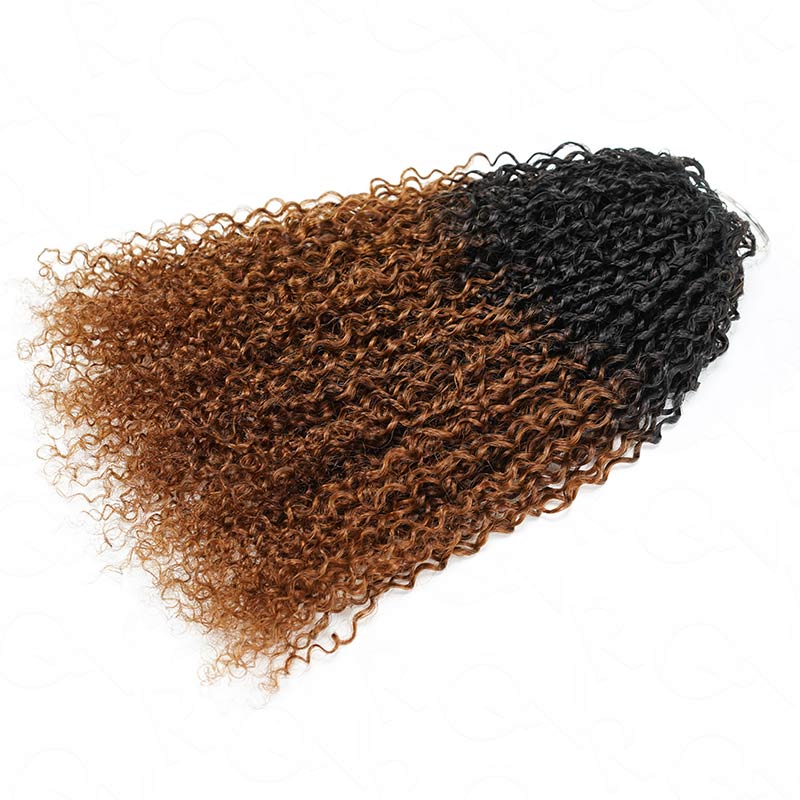 QVR #T1B/30 Feather Crochet Human Hair Burmese Kinky Curly Machine Made Crochet Weave Hair Extensions