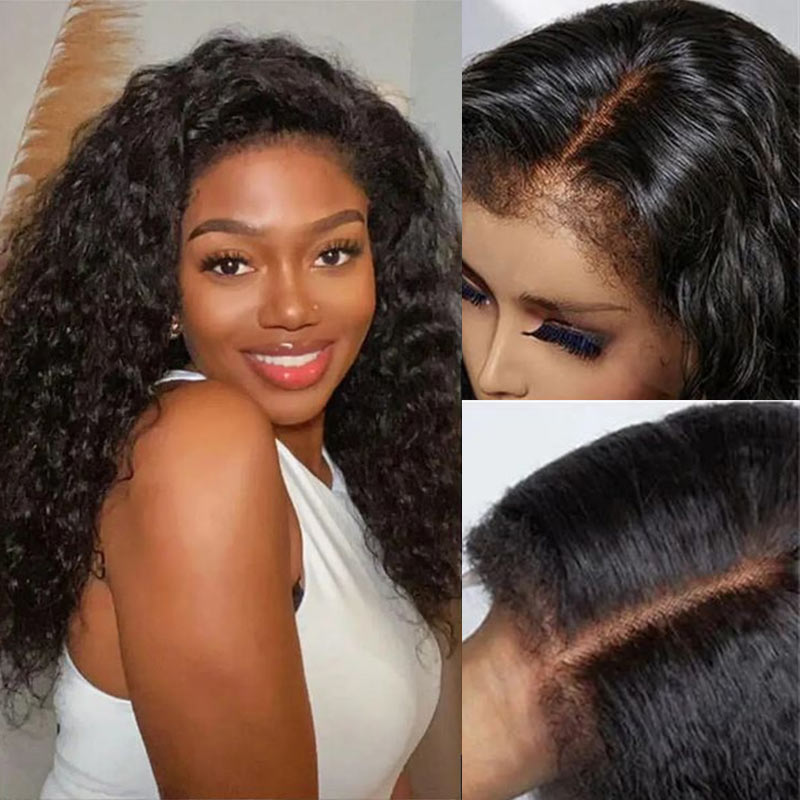 QVR 4C Curly Edges Water Wave Hair 13x4 5x5 HD Lace Front Wigs With Realistic Hairline