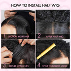 QVR Glueless Ombre Brown Twist Curly Half Wig 250% Density Human Hair Wig #T2/30 Wear Go Flip Over Wig