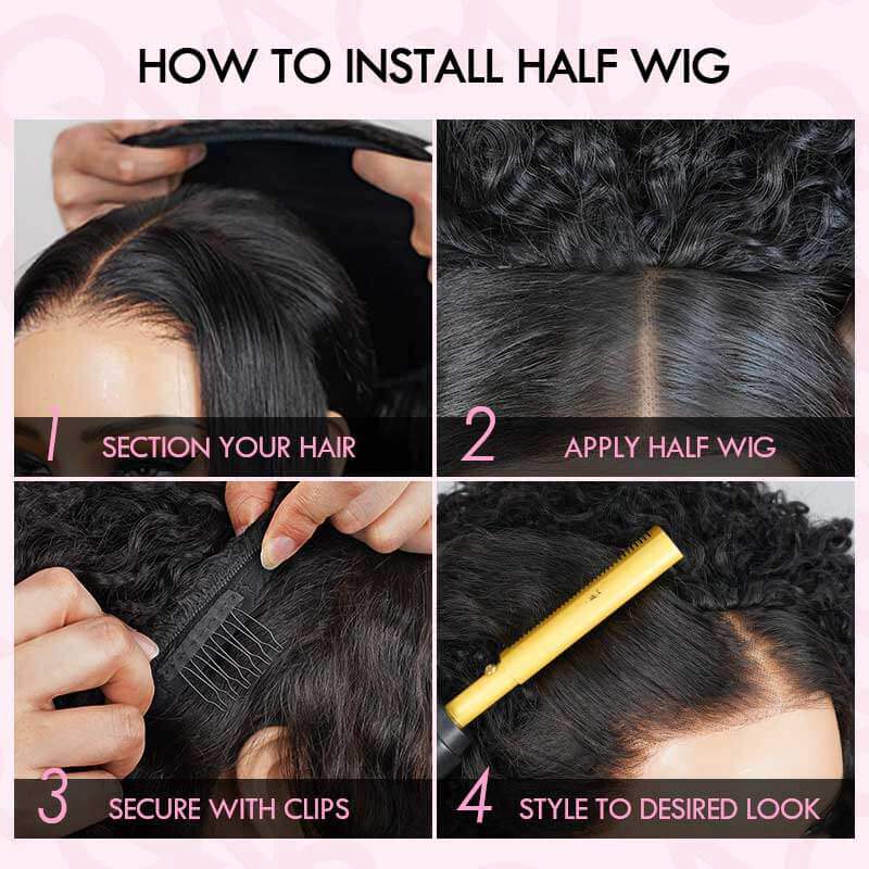 QVR Glueless Ombre Brown Twist Curly Half Wig 250% Density Human Hair Wig #T2/30 Wear Go Flip Over Wig
