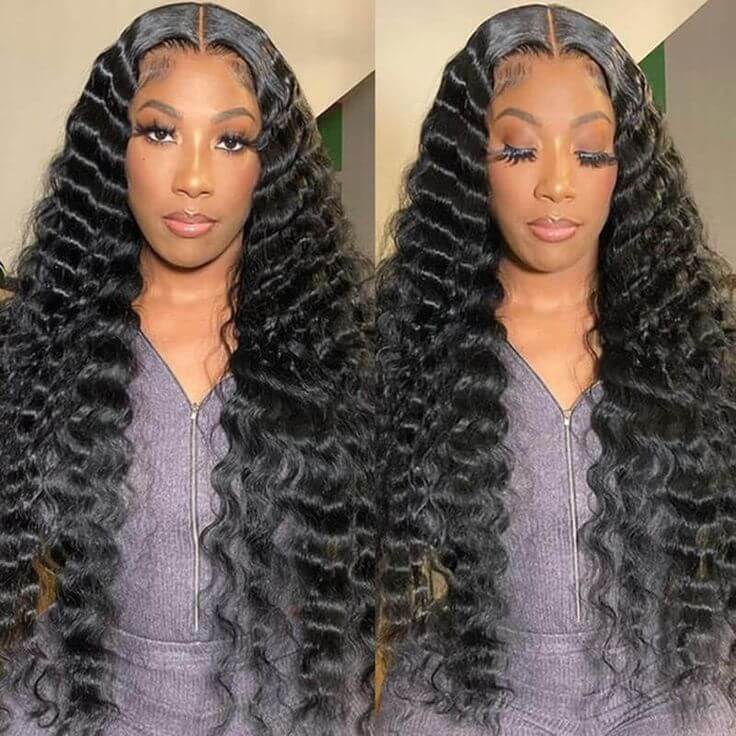QVR Glueless Loose Deep Wave V Part Wigs 180% Density Super Natural Human Hair Glueless 0 Skill Needed Wig
