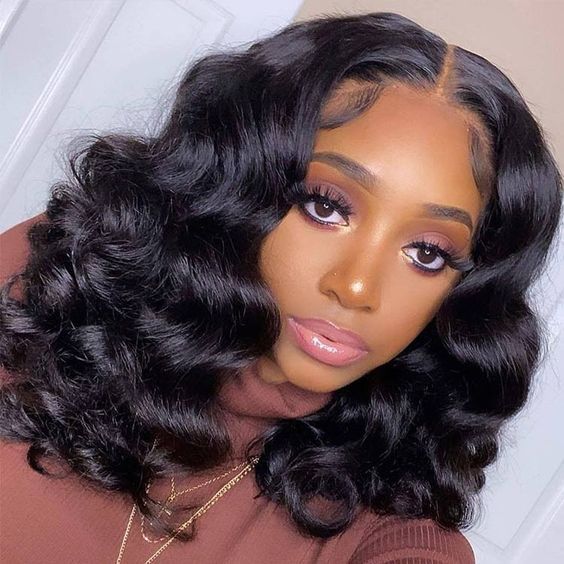 QVR Short Bob Loose Deep Wave Lace Frontal Wigs 180% Density