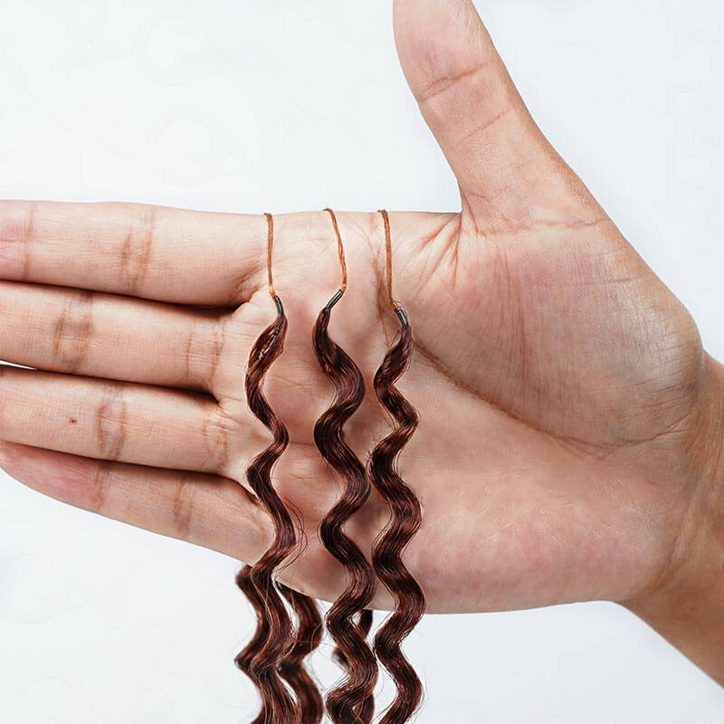 QVR Reddish Brown Crochet Weave Hair Extensions Machine Made #33B Feather Human Crochet Hair