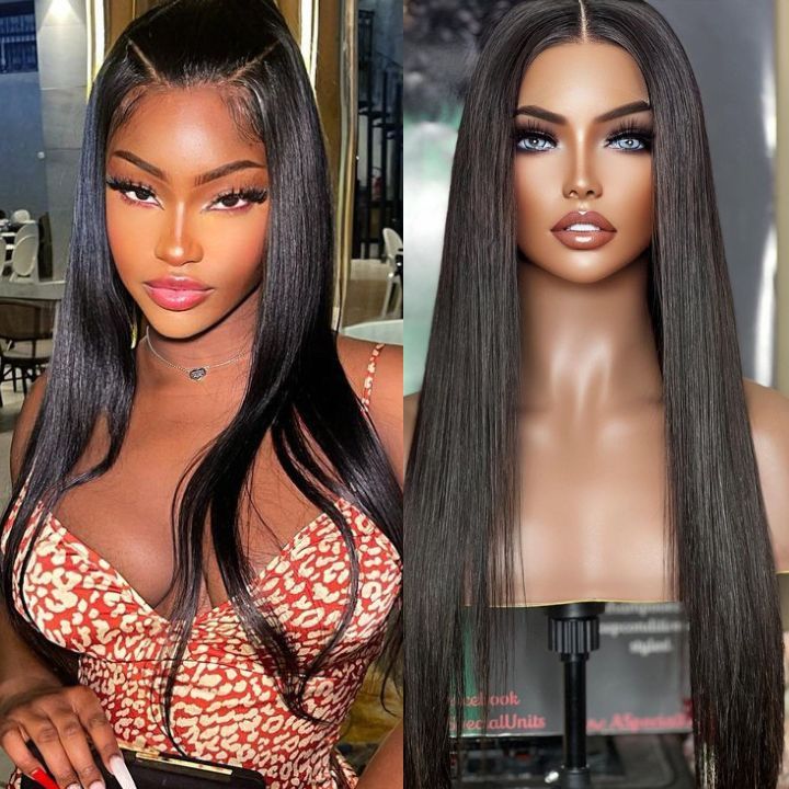 QVR Glueless 13x4 Lace Front Human Hair Wigs With Baby Hair Straight Beginner Friendly Human hair Wigs