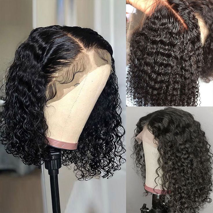 QVR Short Deep Wave Bob Wig 13x4/4x4 Lace Frontal Human Hair Wigs