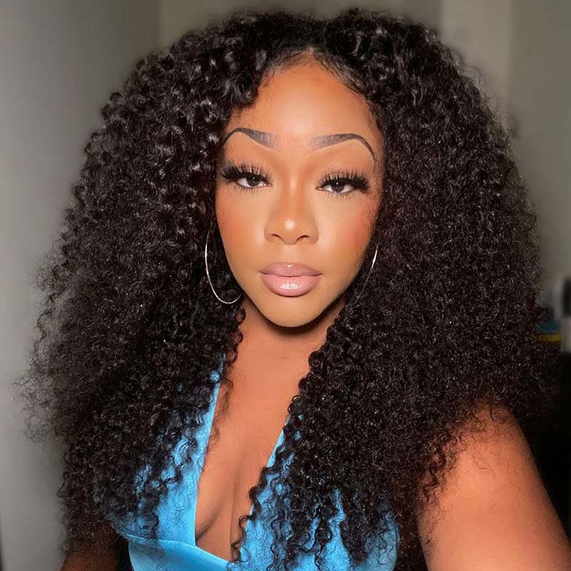 QVR Glueless Pre-cut 4x6 HD Lace Closure Human Hair Wig Afro Curly Wear & Go Wigs Beginner Friendly
