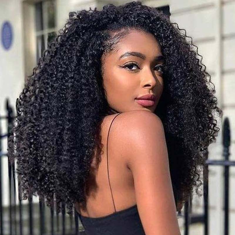 QVR Glueless Pre-cut 4x6 HD Lace Closure Human Hair Wig Afro Curly Wear & Go Wigs Beginner Friendly