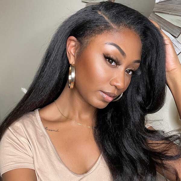 QVR Curly Edge Hairline Wigs Kinky Straight 13x4/13x6 Lace Frontal Human Hair Wigs For Women