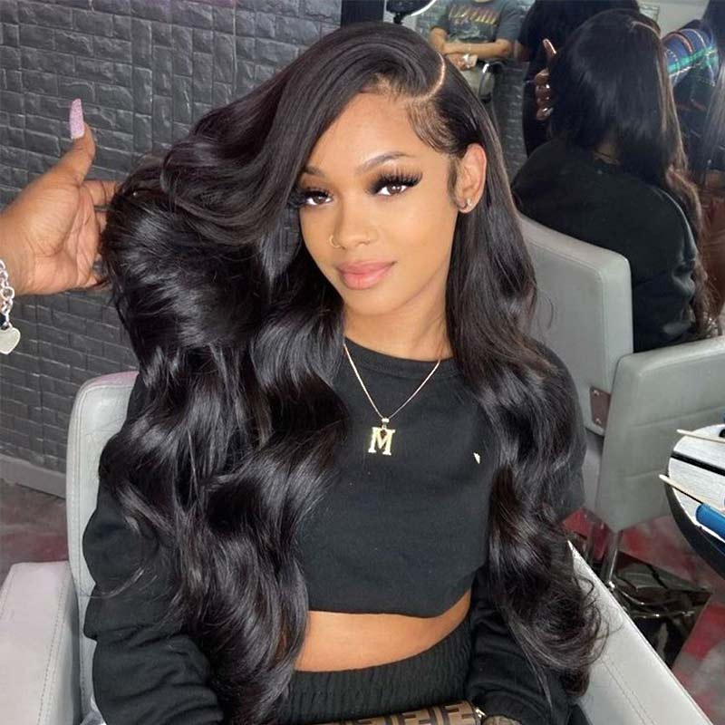 QVR Pre-cut 13x4 Lace Frontal Wigs Wear and Go Wig For Beginners Body Wave With Pre-plucked Hairline