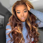QVR Gluless Pre-cut 4x6 HD Lace Closure Human Hair Wigs Straight Piano Highlights Ombre Hair Wear and Go Wigs