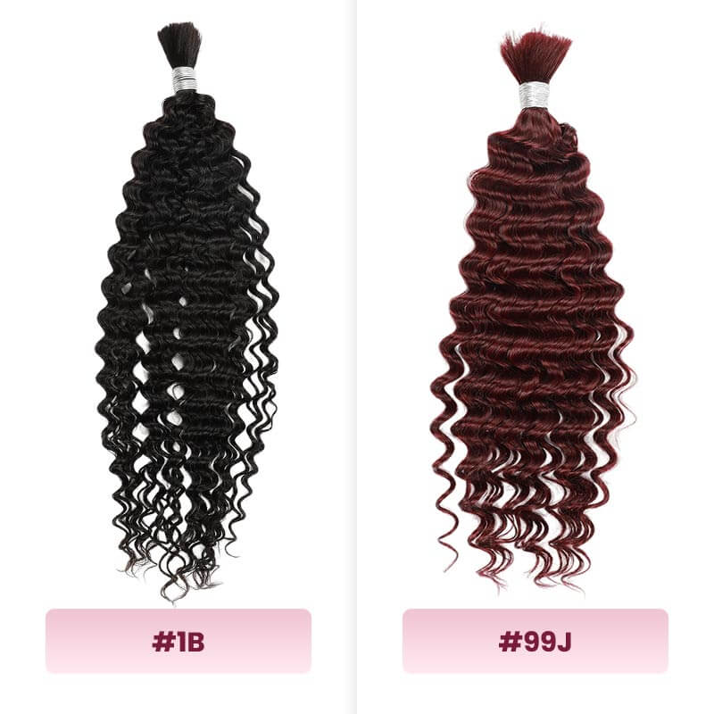 QVR Deep Wave Bulk Hair Extensions for Boho Knotless Braiding