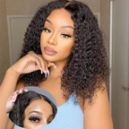 QVR Glueless Pre-cut 4x6 HD Lace Closure Human Hair Wigs Deep Curly Wear & Go Wigs