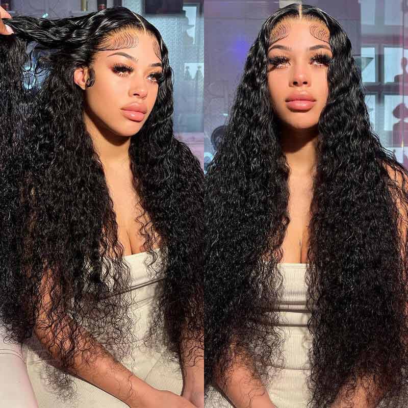 QVR Glueless Pre-cut 4x6 HD Lace Closure Human Hair Wigs Deep Curly Wear & Go Wigs