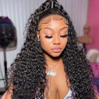 QVR Glueless Pre-cut 4x6 HD Lace Closure Human Hair Wigs Deep Curly Wear & Go Wigs