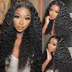 QVR Glueless Pre-cut 13x4 HD Lace Frontal Human Hair Wigs Deep Wave Wear Go Wigs