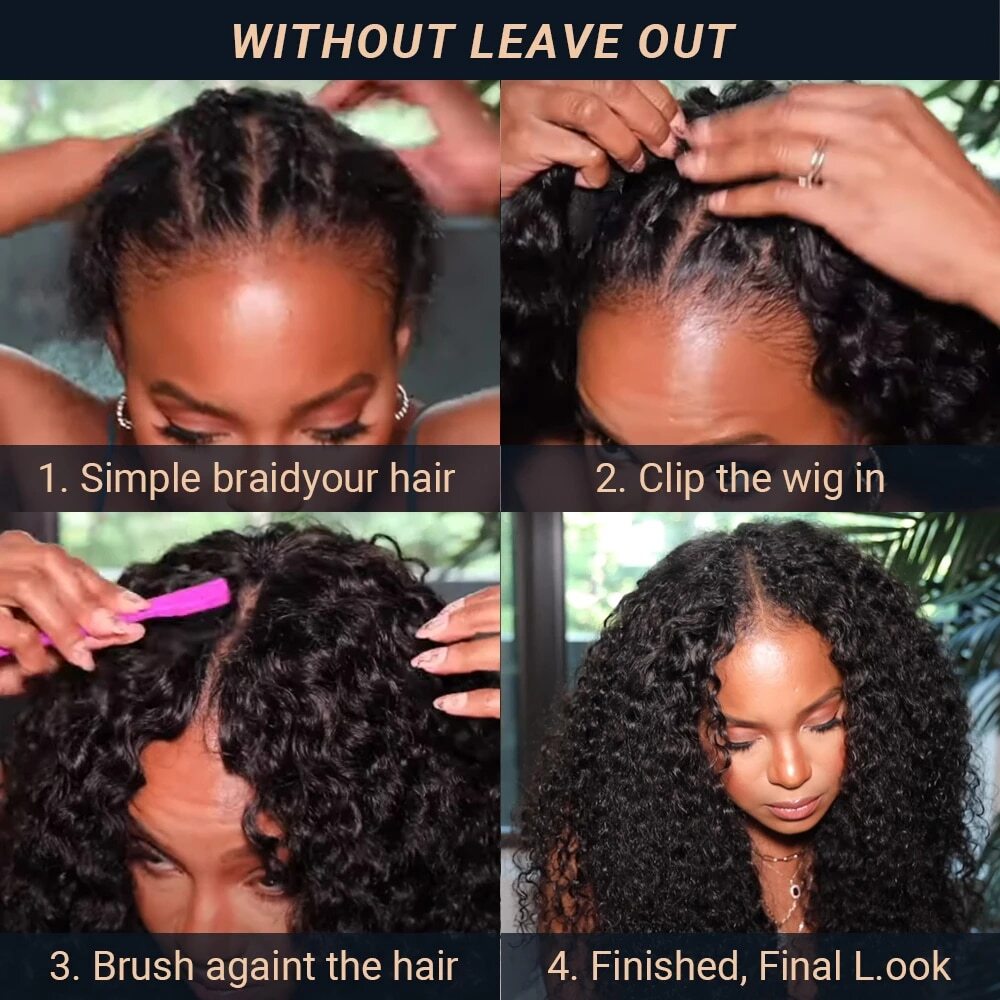 QVR Glueless Beginner Friendly V Part Wig Body Wave Human Hair Wigs No Sew In No Gel NO Leave Out