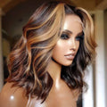 QVR Short Bob Wig 13x4 Lace Frontal Human Hair Wigs for Women Highlight Body Wave Wigs