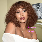 QVR Burgundy Water Wave Short Pixie Cut Wigs With Bangs Ombre Color Bob Wigs