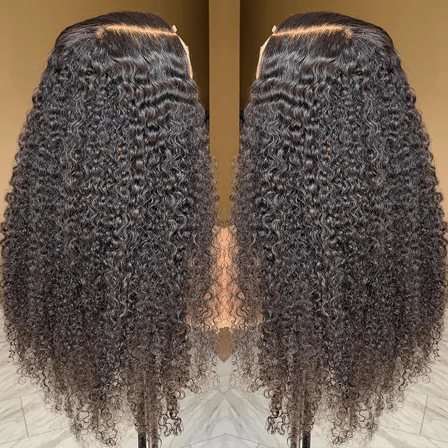 QVR Glueless Jerry Curly HD Lace 13x4 Lace Front Wigs Natural Black Human Hair Wig Beginner-Friendly