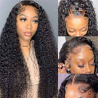 QVR Glueless Pre-cut 13x4 HD Lace Frontal Human Hair Wigs Deep Wave Wear Go Wigs