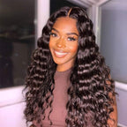 QVR Gluless Pre-cut 4x6 HD Lace Closure Human Hair Wigs Loose Deep Wave Wear&Go Wigs