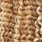 QVR Seamless Small Kinky Curly Feather Crochet Hair Highlight #P6/24 Machine Made Human Hair Extensions