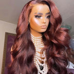 QVR Pre-cut 4x6 HD Lace Closure Human Hair Wig Straight/Body Wave #33 Colored Reddish Brown Wig