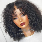 QVR Deep Curly Short Bob Wigs T lace 4x4 Lace Closure Human Hair Wigs