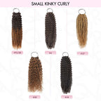 QVR Highlight Brown Small Kinky Curly Feather Crochet Hair Machine Made Feather Human Hair Extension