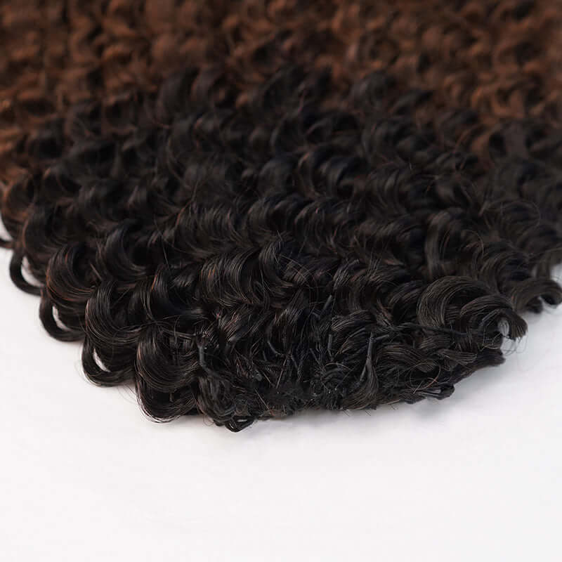 QVR Ombre #T1B/30/27 Small Kinky Curly Machine Made Feather Crochet Human Hair Extensions