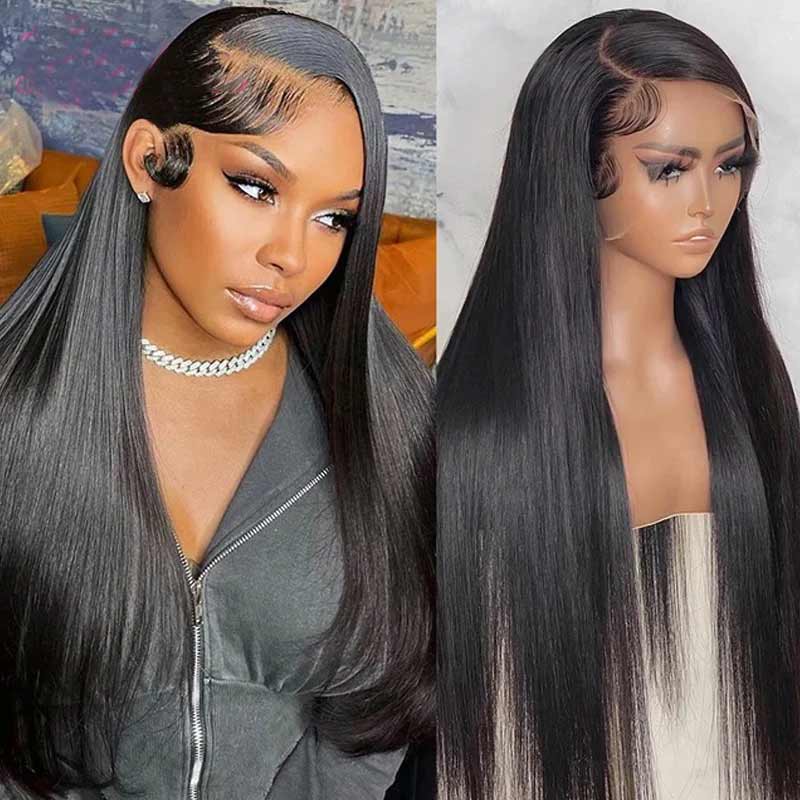 QVR Glueless Pre-cut 4x4 HD Lace Closure Human Hair Wigs Straight Wear & Go Wigs