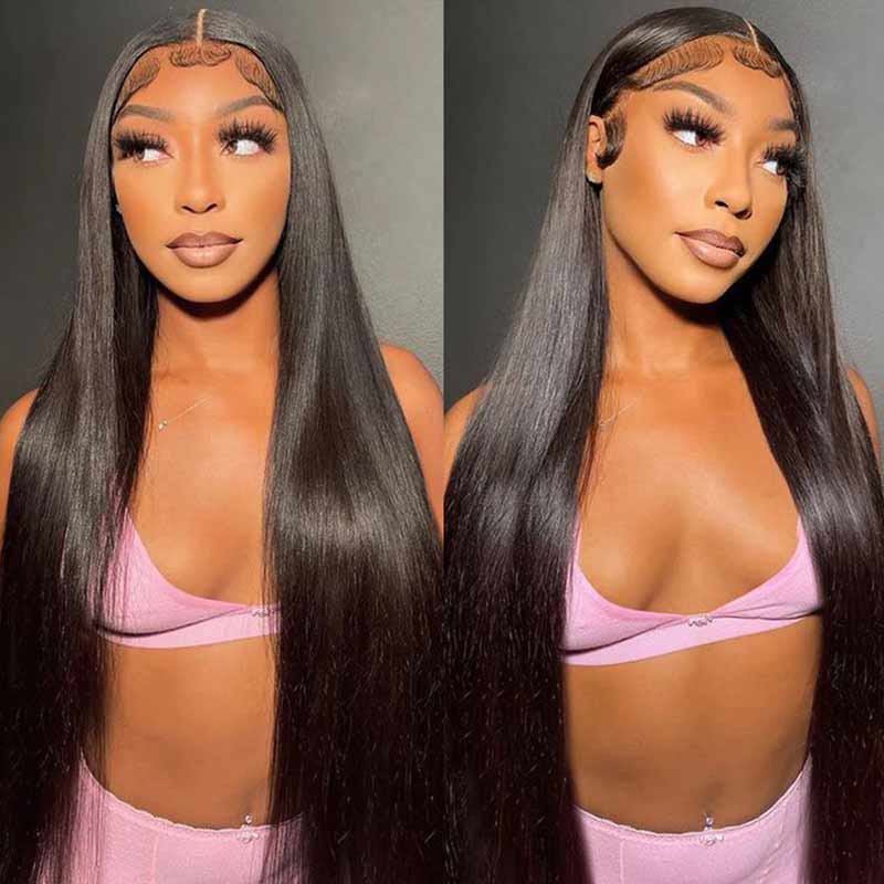 QVR Glueless Pre-cut 4x4 HD Lace Closure Human Hair Wigs Straight Wear & Go Wigs