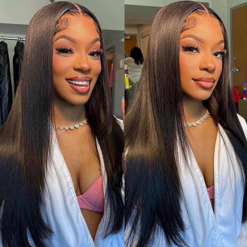 QVR Pre-cut 13x4 HD Lace Frontal Human Hair Wigs Straight Wear and Go Wig For Beginners