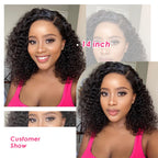 QVR Deep Curly Short Bob Wigs T lace 4x4 Lace Closure Human Hair Wigs