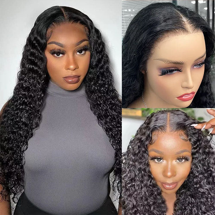 QVR Glueless Pre-cut 4x4 HD Lace Closure Human Hair Wigs Water Wave Wear & Go Wigs