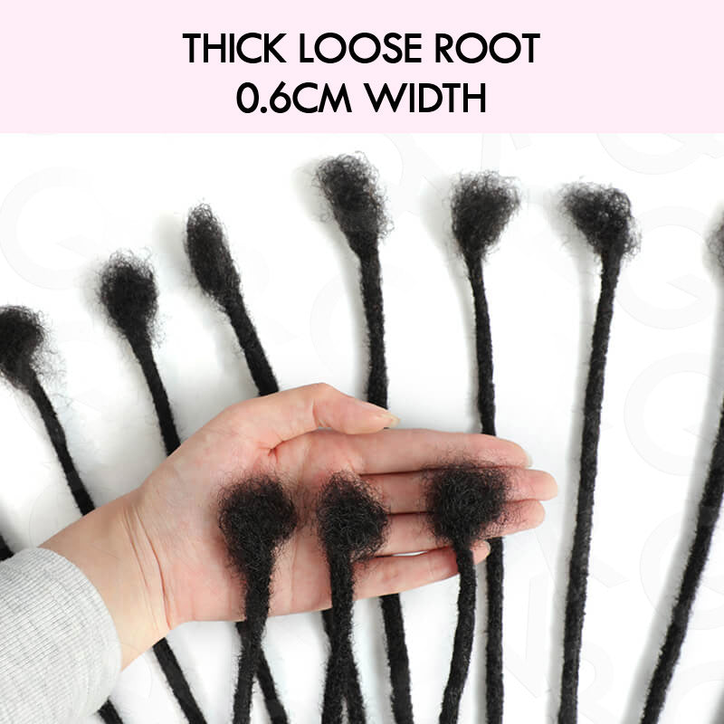 QVR Handmade Dreadlocks Natural Black Thickness 0.6cm Human Hair Loc Extensions