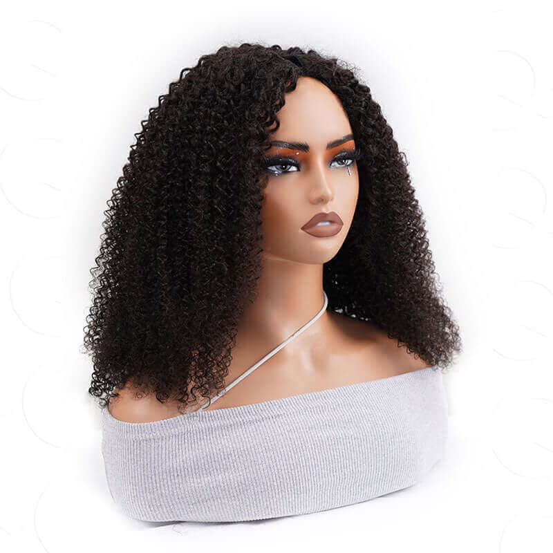 QVR Kinky Curly V Part Wigs Human Hair Beginner Friendly No Leave Out