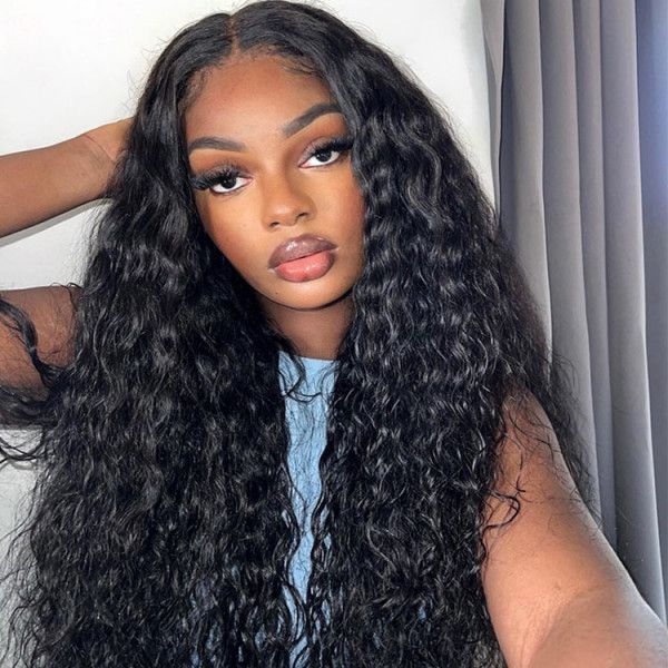QVR Pre-cut Gluless 4x6 HD Lace Closure Wig Human Hair Wigs Water Wave Wear&Go Wig
