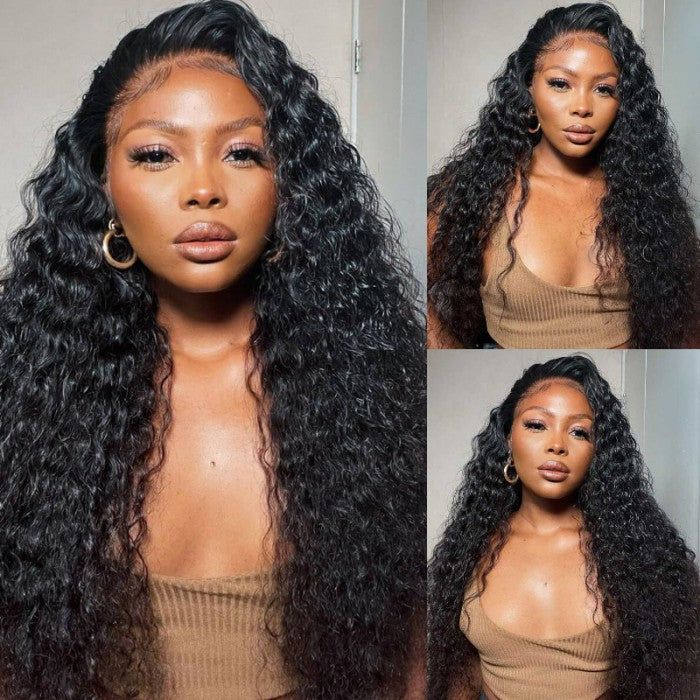 QVR Pre-cut Gluless 4x6 HD Lace Closure Wig Human Hair Wigs Water Wave Wear&Go Wig