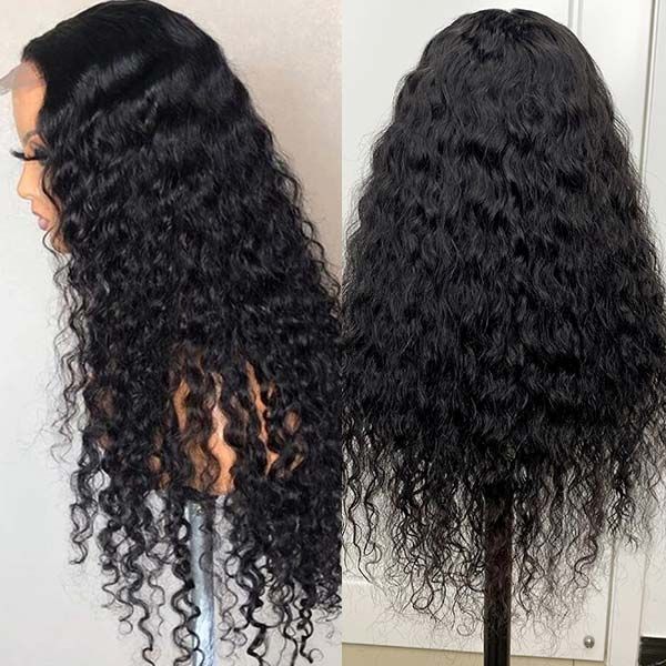 QVR Pre-cut Gluless 4x6 HD Lace Closure Wig Human Hair Wigs Water Wave Wear&Go Wig