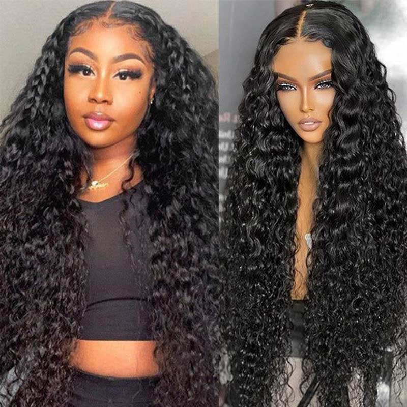 QVR Glueless Pre-cut 4x4 HD Lace Closure Human Hair Wigs Water Wave Wear & Go Wigs