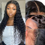 QVR Pre-cut Gluless 4x6 HD Lace Closure Wig Human Hair Wigs Water Wave Wear&Go Wig